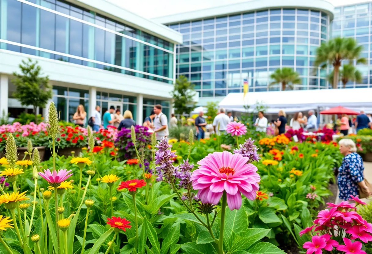 A lively garden event in Virginia Beach showcasing plants and flowers.