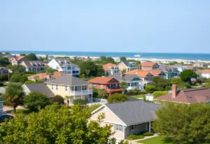 Aerial view of Virginia Beach real estate with diverse homes