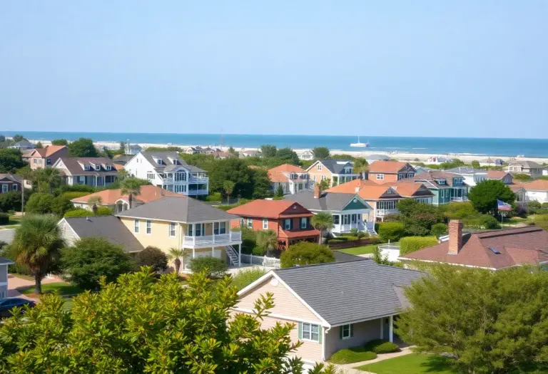 Aerial view of Virginia Beach real estate with diverse homes