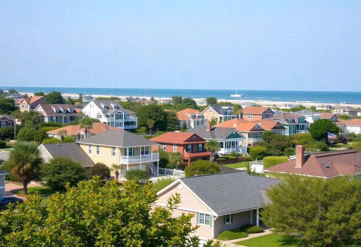 Aerial view of Virginia Beach real estate with diverse homes