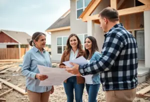 Family consultation with builder on home construction project in Virginia Beach