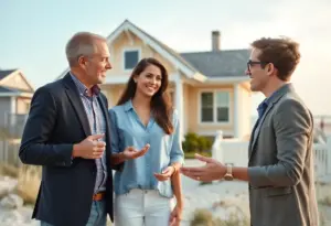 Young couple meeting with a real estate agent in Virginia Beach