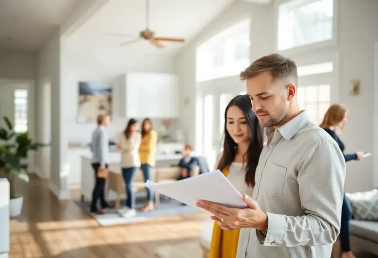 A first-time homebuyer taking notes at an open house in Virginia Beach.