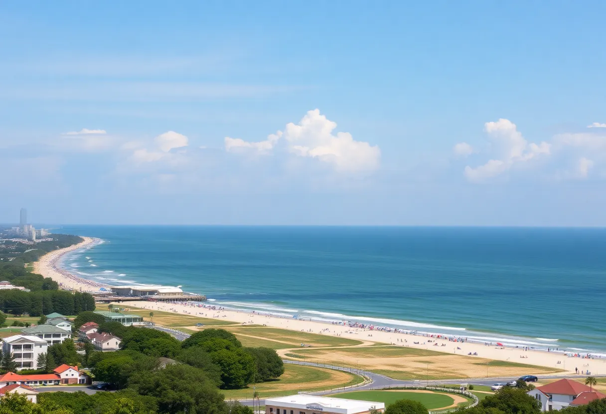A panoramic view of Virginia Beach highlighting local attractions.